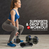 Powertrain 48kg Adjustable Dumbbell Set Home Gym Exercise Equipment Weights Blue
