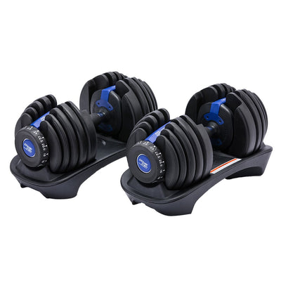 Powertrain 48kg Adjustable Dumbbell Set Home Gym Exercise Equipment Weights Blue