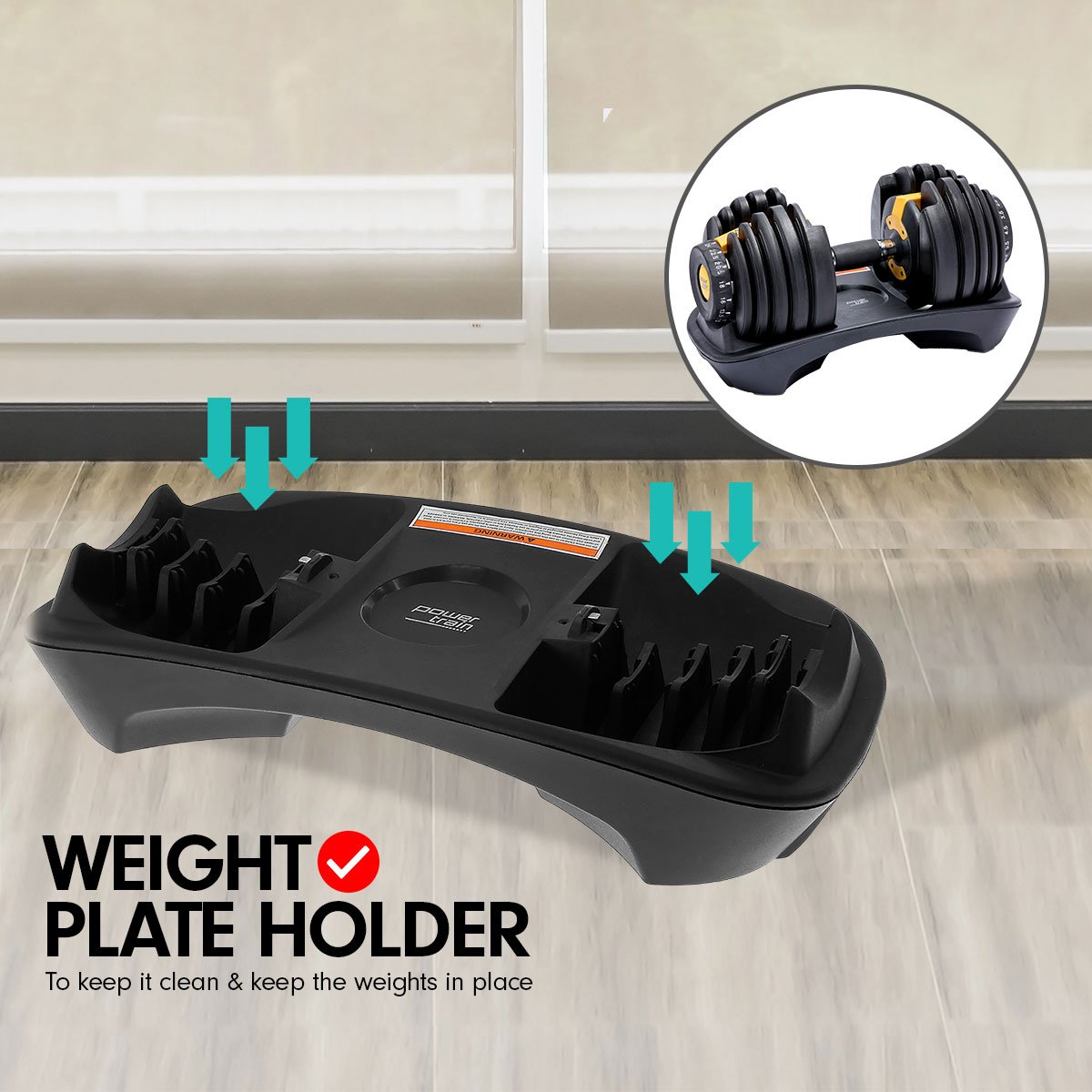 Powertrain 24kg Adjustable Dumbbell Home Gym Exercise Weights Free Workout Gold