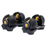 Powertrain 48kg Adjustable Dumbbell Set Home Gym Exercise Equipment Weights Gold