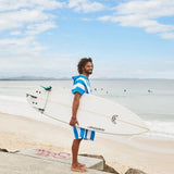 Dock & Bay Adult Poncho Hooded Towel | Cabana Collection | Bondi Blue L - Rear View