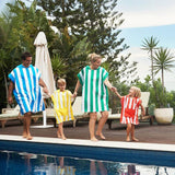 Dock & Bay Adult Poncho Hooded Towel | Cabana Collection | Bondi Blue S - Top-Down View