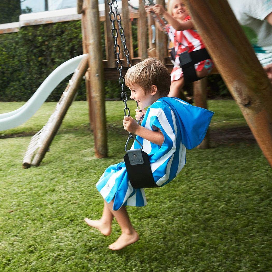 Dock & Bay KIDS Poncho Hooded Towel -Mini Cabana Collection-Bondi Blue S (4-7yrs)-2006732817274376192