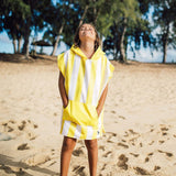 Dock & Bay KIDS Poncho Hooded Towel -Mini Cabana Collection-Boracay Yellow XS (2-4yrs) - Front View