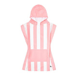 Dock & Bay KIDS Poncho Hooded Towel -Mini Cabana Collection-Malibu Pink M (7-10yrs) - Top-Down View