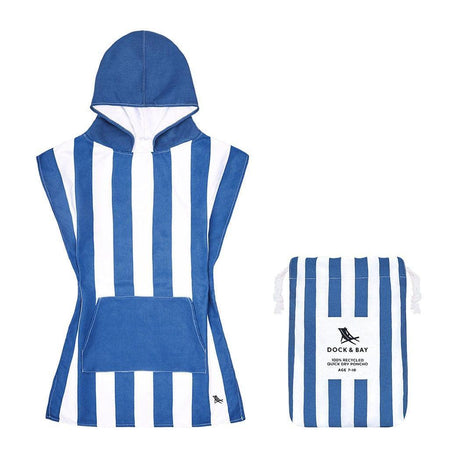 Dock & Bay KIDS Poncho Hooded Towel -Mini Cabana Collection-Whitsunday Blue XS (2-4yrs)-1954802359133671424