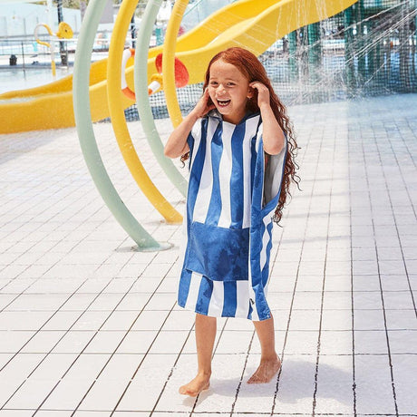 Dock & Bay KIDS Poncho Hooded Towel -Mini Cabana Collection-Whitsunday Blue XS (2-4yrs)-1954802359133671425