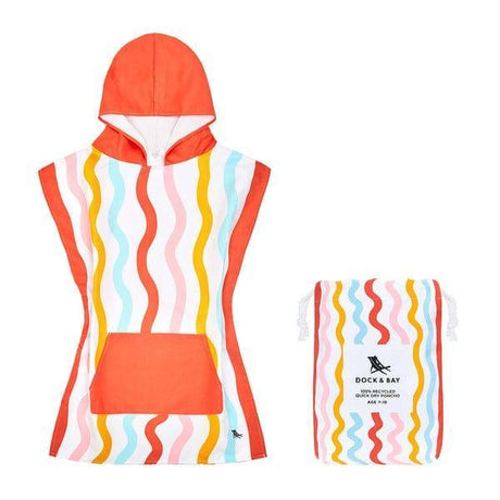 Dock & Bay KIDS Poncho Hooded Towel - Squiggle Face M (7-10yrs)-2006732818754965504