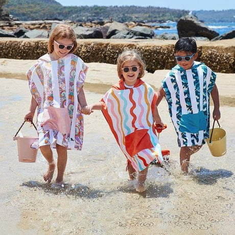 Dock & Bay KIDS Poncho Hooded Towel - Squiggle Face M (7-10yrs)-2006732818754965507