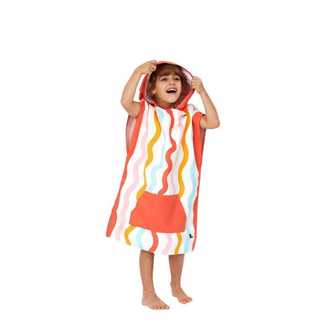 Dock & Bay KIDS Poncho Hooded Towel - Squiggle Face M (7-10yrs)-2006732818754965511