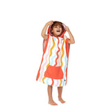 Dock & Bay KIDS Poncho Hooded Towel - Squiggle Face M (7-10yrs) - Close-Up Angle