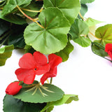 Artificial Geranium Hanging Bush with Red Flowers 60cm - Front View