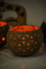 Coco Candle holder- Golden Pineapple - Front View