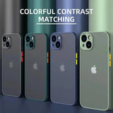 Shockproof Armor Matte Case For iPhone 16 15 14 Plus 13 11 12 Pro Max Luxury Silicone Bumper Clear Hard PC Back Cover Capa - Top-Down View