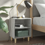 Bed Cabinet with Solid Wood Legs Concrete Grey 40x30x50 cm - Front View