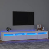 TV Cabinet with LED Lights White 240x35x40 cm - Front View