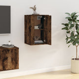 Wall Mounted TV Cabinet Smoked Oak 40x34.5x60 cm - Side View