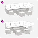 Garden Sofa Set with Cushion 10 pcs Black - Low Angle