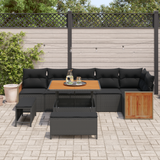 Garden Sofa Set with Cushion 11 pcs Black Poly Rattan - Side View