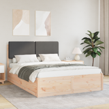Bed Frame with Upholstered Headboard Dark Grey 135 x 190 cm - Front View