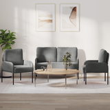 Sofa Sets with Cushion 3 pcs Dark Grey 115 x 56 x 80 cm Plywood - Front View