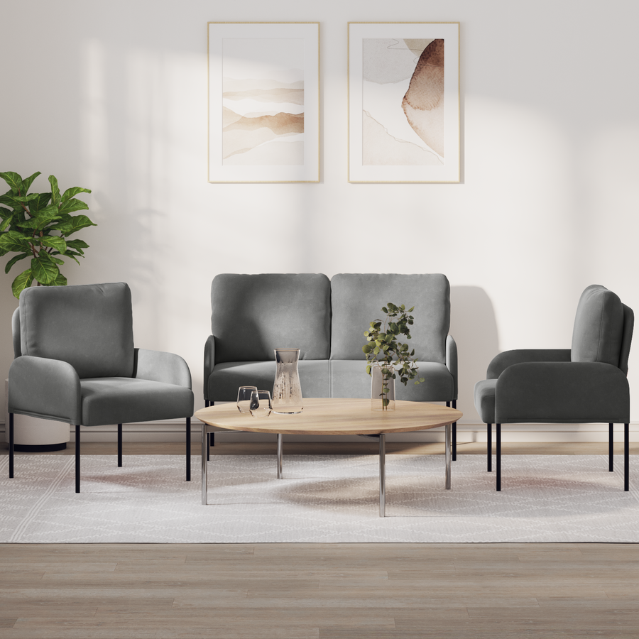 Sofa Sets 3 pcs Dark Grey Plywood