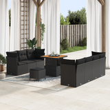Garden Sofa Set with Cushion with Storage Manual 10 pcs Black - Front View