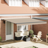 Retractable Awning Beige 400 x 300 cm Polyester and Aluminium - Front View