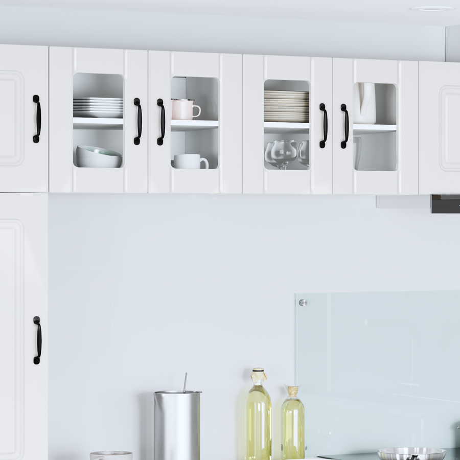 Wall Glass Cabinet LUCCA 2 pcs High Gloss White Engineered Wood