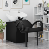 Shampoo Chair Manual Black and White 136 x 60 x 92 cm PVC - Side View