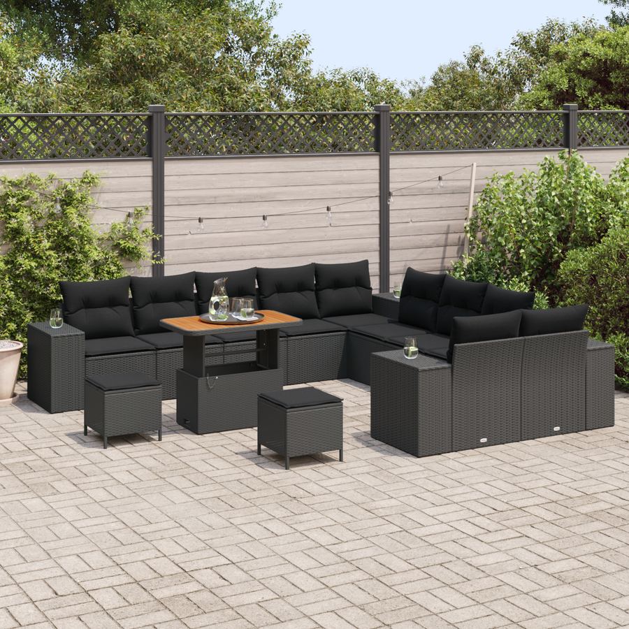 Garden Sofa Set 13 pcs Black Poly Rattan