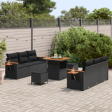 Garden Sofa Set with Cushion 11 pcs Black Poly Rattan