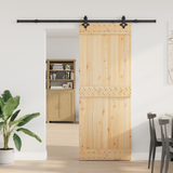 Sliding Door NARVIK Natural and Black 80 x 210 cm (213.5 cm)