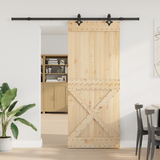 Sliding Door NARVIK Natural and Black 95 x 210 cm (213.5 cm)