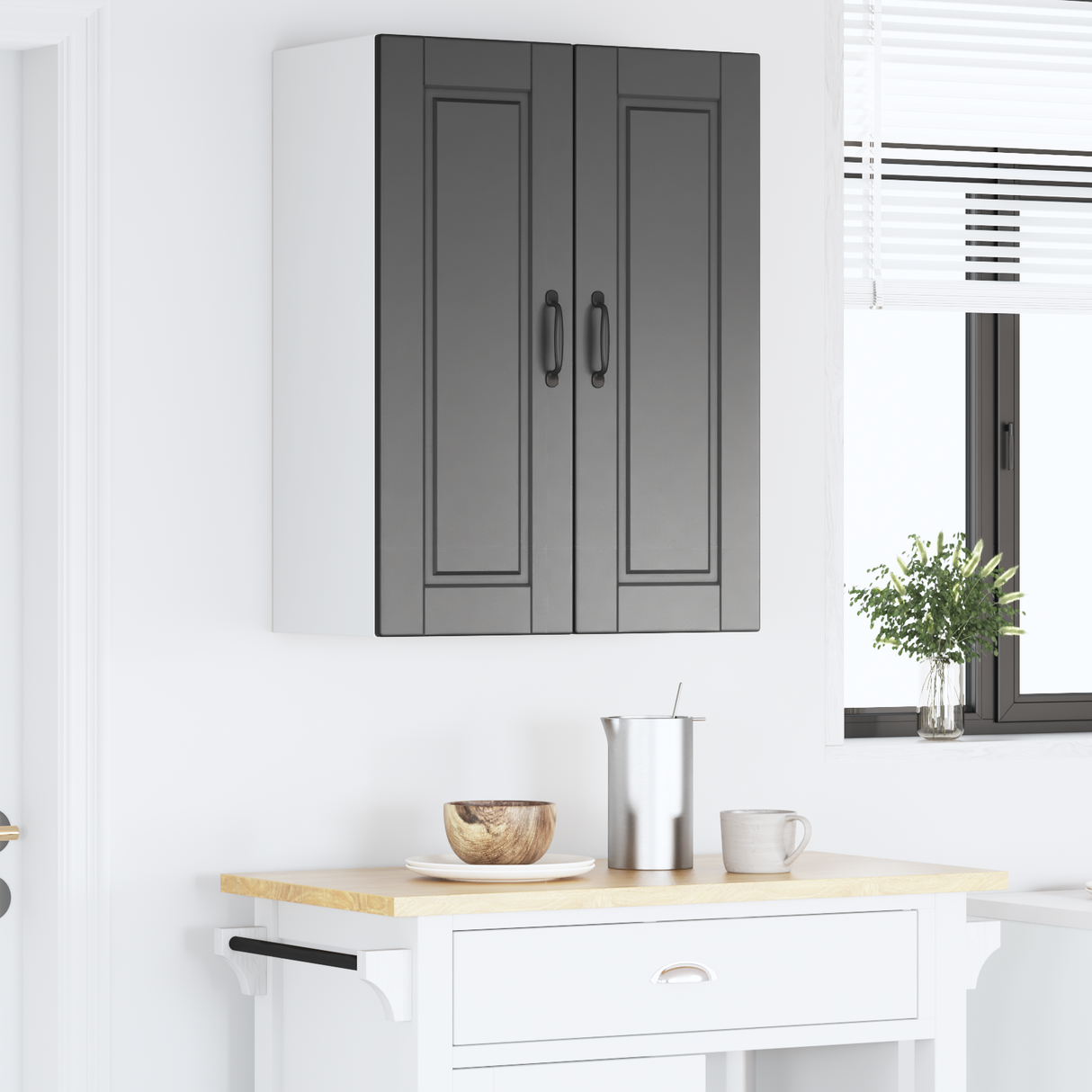 Wall Cabinet PORTO Black 60 x 31 x 80 cm Engineered Wood