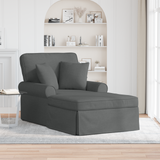 Chaise Lounge with Skirt with Cushion 3 pcs Dark Grey Fabric - Front View