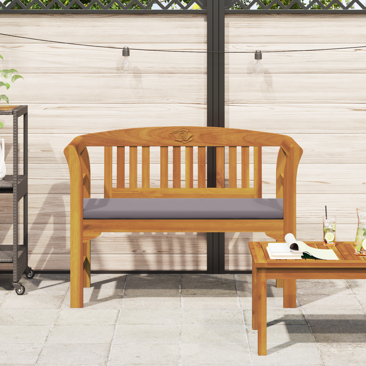Rose Bench Natural 114 x 46 x 82.5 cm Solid Acacia Wood