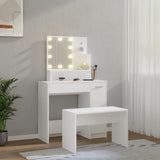 Dressing Table Set with LED White Engineered Wood - Side View