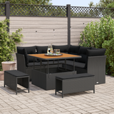 Garden Sofa Set 8 pcs Black Poly rattan and powder-coated steel