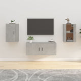 Wall Mounted TV Cabinets 2 pcs Concrete Grey 40x34.5x60 cm - Front View