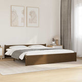 Bed Frame without Mattress Honey Brown Solid Wood 183x203 cm King - Front View