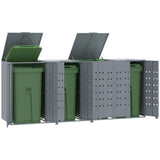 Wheelie Bin Storage for 4 Bins Grey 276x79x117 cm Steel - Front View