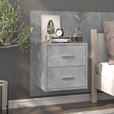 Wall-mounted Bedside Cabinet Concrete Grey - Front View