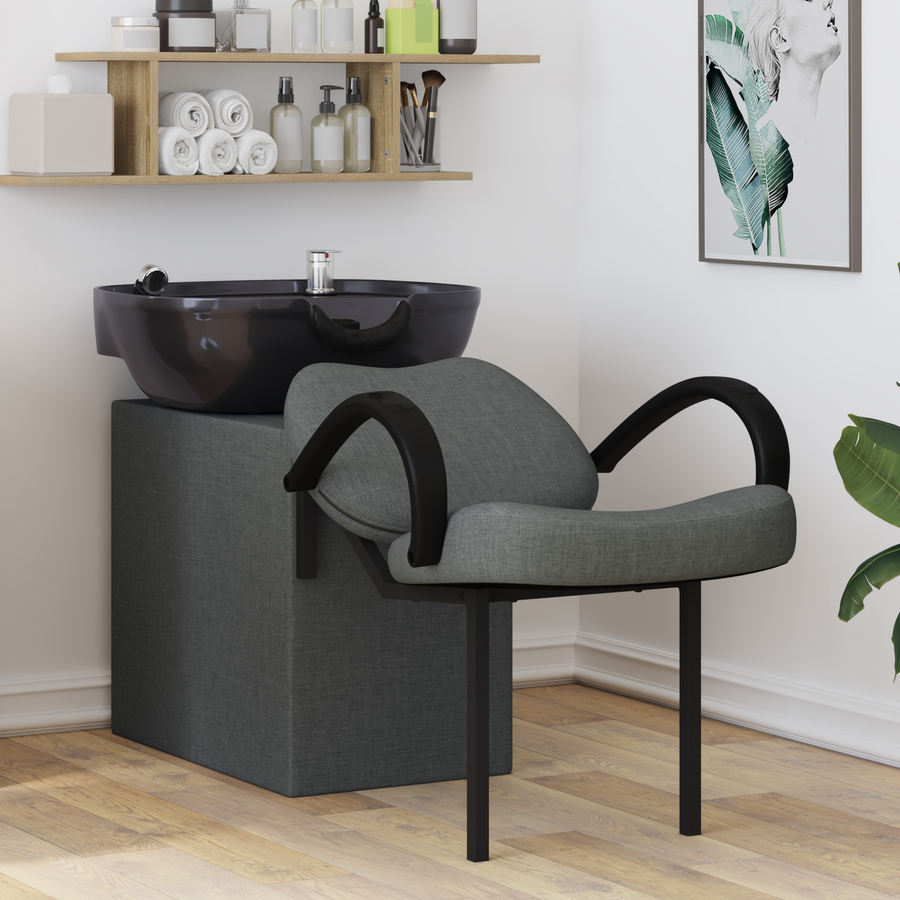Shampoo Chair Dark Grey and Black 136 x 60 x 92 cm Plastic