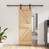 Sliding Door Natural and Black 70 x 210 cm Solid Pine Wood