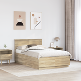Bed Frame Sonoma Oak 135 x 190 cm Engineered Wood - Side View