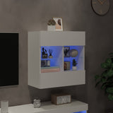 TV Wall Cabinet with LED Lights White 58.5x30x60.5 cm - Side View