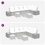 Garden Sofa Set 9 pcs Black Poly Rattan and Powder-coated Steel