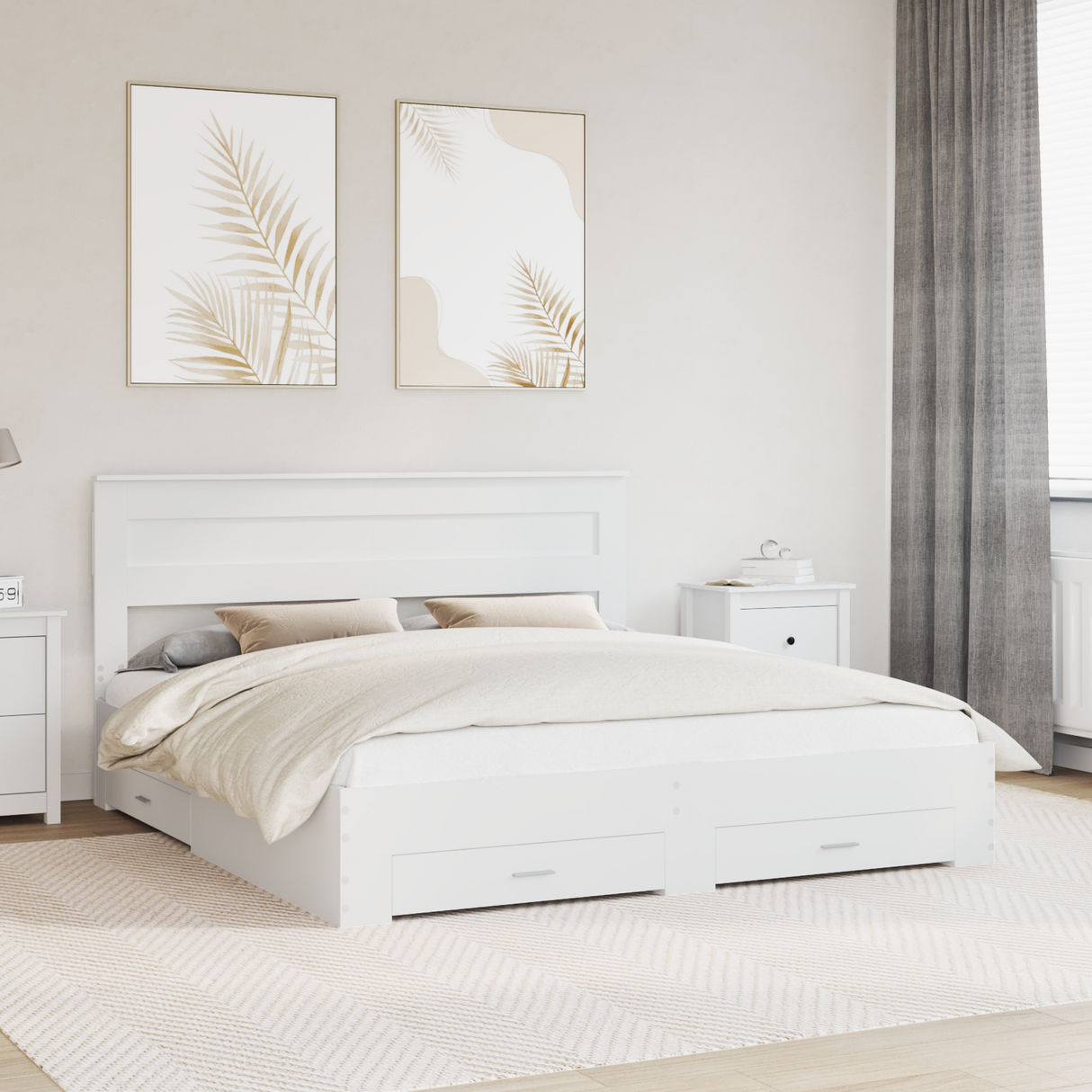 Bed Frame with Headboard White 180 x 200 cm Engineered Wood