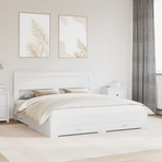 Bed Frame with Drawer White 180 x 200 cm Engineered Wood